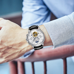 Montre mécanique classique de luxe pour homme, phase de lune, lumineuse, boîtier en acier inoxydable, cadran en cristal, multifonctionnelle, style <span class=keywords><strong>Paris</strong></span> Nail - Product Image 4