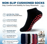 Chaussettes de sport et yoga pour femme, respirantes, absorbant la transpiration, fines, tricotées, avec compression de la voûte plantaire et semelle antidérapante, confortables pour l'été