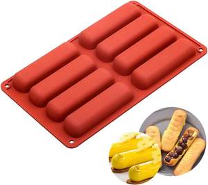 Moules en silicone rectangulaires à 8 trous pour la cuisson, moules ovales en silicone, longues bandes de moules à éclairs pour le chocolat et les bonbons - Product Image 1