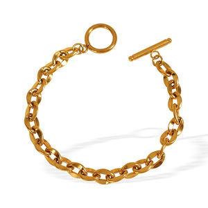 Pulsera de Cadena Dorada con Cierre en T, Joyería de Moda Unisex para Parejas - Product Image 5