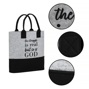 Bolsa de Mano de Fieltro Reciclado Ecológica de Dos Tonos Faith, Venta al por Mayor, Logotipo Personalizado, Directo de Fábrica, Bolsa de Compras Inspiradora - Product Image 4