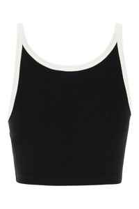 Sélection attentive Marque de luxe Palm Angels Thin White Straps Ras du cou Top court en coton noir - Product Image 2