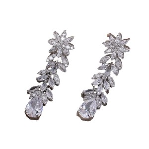 Nouvelles boucles d'oreilles en pierre naturelle zircon incrustées de diamants, motif fleur et feuille, style baroque <span class=keywords><strong>palais</strong></span>, polyvalentes et artistiques - Product Image 5