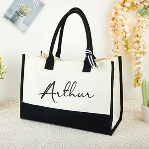 Sac fourre-tout personnalisé en coton réutilisable, brodé, pour enterrement de vie de jeune fille, mariage, plage, demoiselles d'honneur, automne, été, voyage, portable - Product Image 2