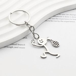 Llavero de acero inoxidable con colgante divertido de Instagram, estilo pareja de personas con palitos, para entusiastas del tenis, operado por fábrica - Product Image 4