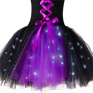 Jupe <span class=keywords><strong>de</strong></span> sorcière magique à éclairage <span class=keywords><strong>LED</strong></span> pour Halloween, <span class=keywords><strong>bandeau</strong></span>, vêtements <span class=keywords><strong>de</strong></span> carnaval pour enfants, chauve-souris, citrouille, sorcière, robe tutu - Product Image 3