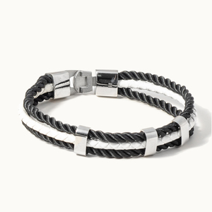 Pulseras personalizadas para hombre, barra en blanco grabada personalizada, pulsera <span class=keywords><strong>de</strong></span> cuero trenzado multicapa <span class=keywords><strong>de</strong></span> acero inoxidable - Product Image 6