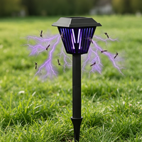 Lampe Solaire Anti-Moustiques Extérieure Étanche à LED UV, Piège à Insectes Alimenté par Énergie Solaire pour Jardin, Pelouse, Patio, Allée