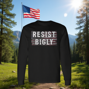 T-Shirt a Maniche Lunghe con Bandiera Americana Resist Bigly, Unisex, Collo Tondo, Abbigliamento Promozionale per Adulti - Product Image 3