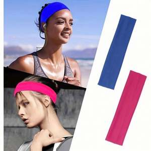 Diadema deportiva elástica de color liso estilo USA Pop, accesorio para el cabello de yoga, pañuelo absorbente, diadema de borde ancho - Product Image 1
