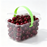 Boîte d'emballage en plastique PET transparent avec poignée pour tomates cerises fraîches et légumes, conteneur à fruits jetable