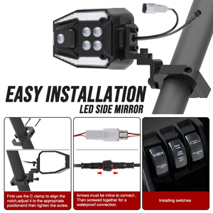 Đa góc có thể điều chỉnh Side gương ánh sáng với app + RF điều khiển kép đuổi RGB DRL và hổ phách chuyển UTV ATV Side gương ánh sáng - Product Image 4