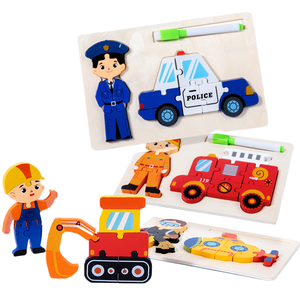 Qiyi éducation précoce des enfants puzzle main saisir figure occupation trafic 3d stéréoscopique puzzle planche à <span class=keywords><strong>dessin</strong></span> reconstitué en bois t - Product Image 1
