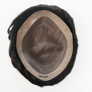 Pas Cher Usine En Gros Noir Couleur Mâle Toupet Postiche <span class=keywords><strong>Perruque</strong></span> De Cheveux Humains Naturels Pour <span class=keywords><strong>Homme</strong></span> - Product Image 3