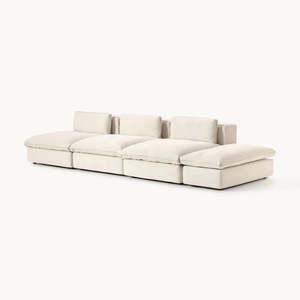 Modern Minimalist Modular Sectional Fabric Sofa Set Matching Footstools Comfort Soft Cushion for Family <strong>Living</strong> Hotel Apartment - Product Image 3