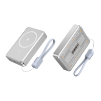 Batterie externe magnétique sans fil 10000 mAh avec support en alliage de zinc, charge rapide 22,5 W, finition métallique, chargeur portable