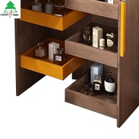 Table de maquillage d'angle en bois avec miroir pour chambre à coucher, meuble de rangement et coiffeuse