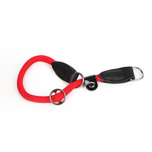 작은 중간 큰 개를 위한 나일론 밧줄 가죽 개 훈련 미끄러짐 초크 고리 - Product Image 1