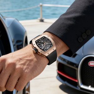 <span class=keywords><strong>Orologio</strong></span> <span class=keywords><strong>Automatico</strong></span> di Lusso da Uomo, Cassa Rotonda <span class=keywords><strong>in</strong></span> <span class=keywords><strong>Oro</strong></span> Rosa, Quadrante Scheletrato, Design Sportivo, Acciaio Inossidabile, Impermeabile 100m, Cinturino Nero - Product Image 6