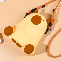 Sac Capybara Assis Décontracté Grande Capacité en Silicone, Sac à Bandoulière pour Téléphone, Tendance, Fermeture Éclair, Résistant à l'Eau, Esthétique Kawaii Zen