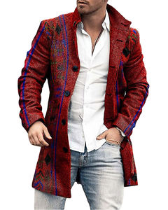 Blazer décontracté long à carreaux pour homme, nouvelle collection, simple boutonnage, éco-responsable - Product Image 1