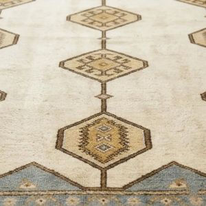 Elegant Boho Geometric <b>Natural</b> Wool <b>Rug</b> with Vintage Inspired Design for Bedroom Hallway Designer Interiors Boutique Hotels - Product Image 2