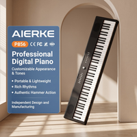 Aierke P856 Digital Stage Piano 88-Keys Touch Response 64-Piece Polyphony ABS Matte Keyboard Power Supply for Adult Beginners