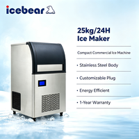 Máquina de Hielo Comercial de Acero Inoxidable de 25 kg/24 h de Ahorro de Energía para Cafetería, Bar, Restaurante, Hotel