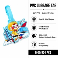 Etiqueta de Equipaje de PVC con Diseño de Mono de Dibujos Animados, Etiqueta de Identificación de Equipaje de Goma Suave Personalizada, Diseño de Personaje Adorable con Patrón de Tren Urbano