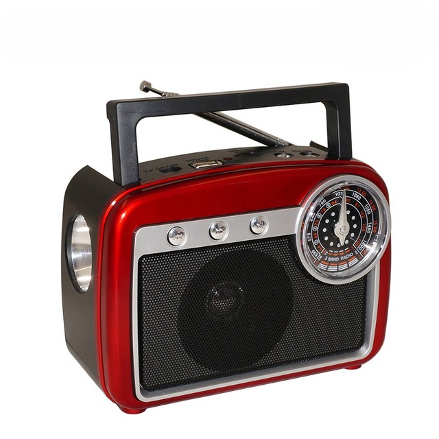 Dongguan RX-BT32S Portable Retro Home Radio Speaker Wireless Vintage Torch Light Rechargeable USB/TF/FM/AM/SW Features Plastic