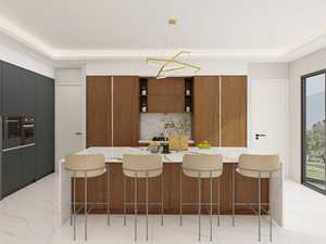 Meubles de cuisine en bois modernes haut de gamme, design de luxe, armoires de cuisine pour villa - Product Image 2