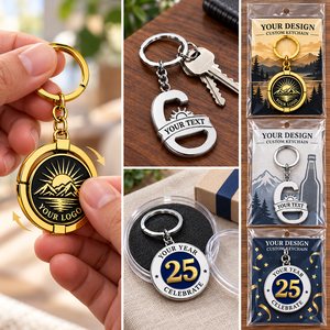 Llavero Abridor de Botellas Giratorio de Aleación de Zinc Personalizado con Medallón Grabado, Anillo Metálico para Aniversario, OEM ODM - Product Image 2