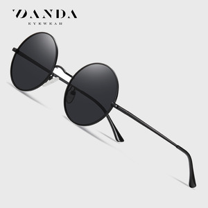 Lunettes de soleil rondes Danda, monture noire, verres TAC, UV400, unisexe, tendance - Product Image 1