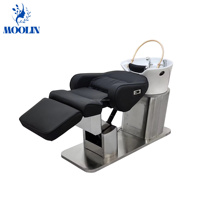 Fauteuil de lavage électrique noir moderne MOOLIN avec lit de massage et bassin en céramique pour usage en salle de sport et en salon