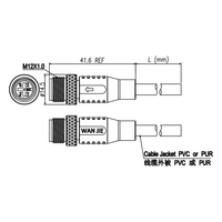 Connecteur de câble moulé mâle M12 droit non blindé à souder, étanche IP67, pour automatisation industrielle, norme IEC61076, en cuivre