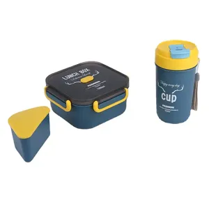 Custom 1000ml 500ml Bento Box Water Cup <b>Set</b> Plastic <b>Lunch</b> Box sealed Strong Children Adult Available - Product Image 5