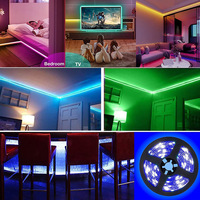 Bande lumineuse LED RGB USB 5V en PVC pour rétroéclairage TV, moniteur PC gaming, décoration d'ambiance, télécommande, haute luminosité, DIY