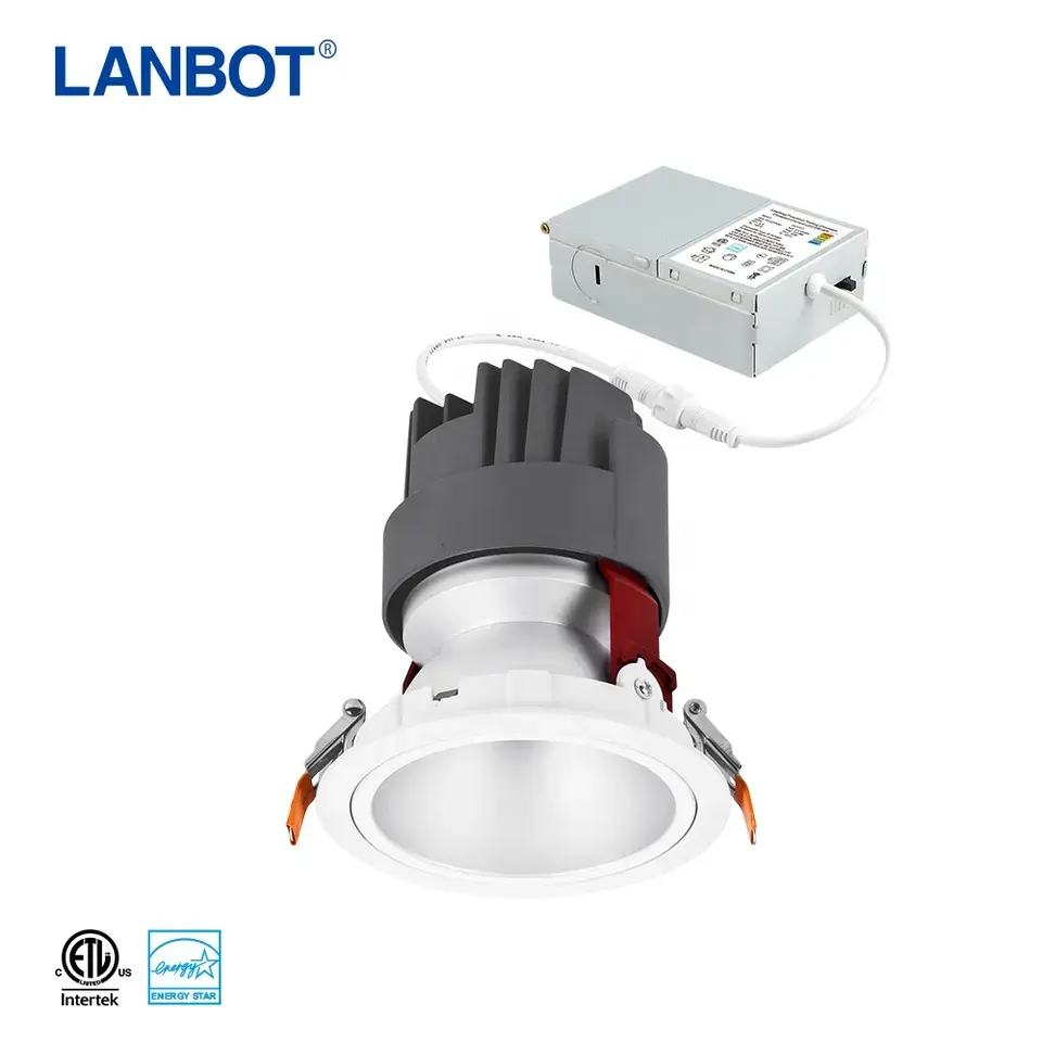 Punto ajustable Dali Dimmable 10W 20W 30W Comercial Down Light Techo Empotrado Hotel Anti Glare COB LED Downlight