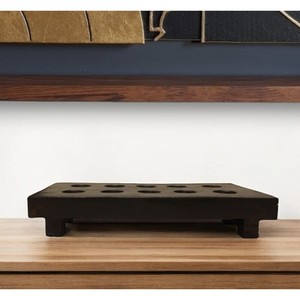 HMS 2 Portacandele geometrico da tavolo in legno marrone per decorazioni per la casa e matrimoni natalizi - Product Image 1