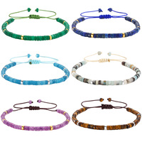2025 pierre naturelle cristal guérison bohème perle Bracelet chaîne réglable précieux plat entretoise perle Turquoise bambou pour les femmes