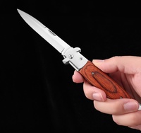 Couteau pliant de poche, lame en acier, manche en bois ou en résine avec clip de poche, couteau EDC pour le camping, la randonnée tactique, la chasse, les activités de plein air