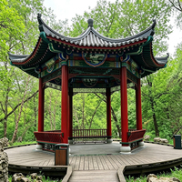 Pavillon chinois en bois avec toit en tuiles de céramique, kit d'architecture traditionnelle chinoise, maison de jardin