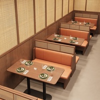 Nouvel ensemble de mobilier de restaurant moderne et minimaliste : tables octogonales 2 places en bois massif et métal, chaises et banquette pour restaurant de fondue et de thé au lait