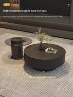 Table basse moderne en pierre frittée avec rangement, structure en bois massif, personnalisation OEM ODM, mobilier de salon, design minimaliste moderne