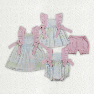 Conjunto de Ropa de Pascua para Niñas, Top Cruzado con Estampado de Conejitos y Flores, Falda y Pantalones Cortos - Product Image 3