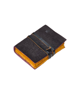 Handmade Brown Garden Floral Embossed Leather Cover with Strap Paper Travel <b>Notepad</b> Promotional Notebook Gift for Men and Women - Product Image 5