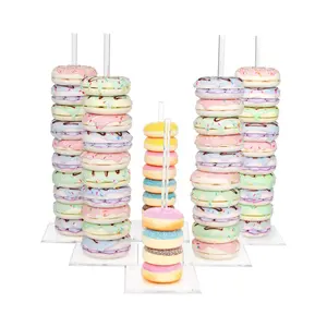 Fournitures de boulangerie, support de Bagel transparent en acrylique, support de tour de donuts, présentoirs de Dessert pour la décoration de Table