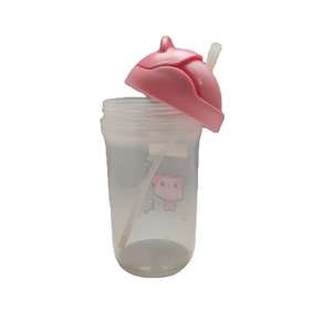 Vaso de Agua Tradicional de Plástico PP de 450 ml (16 oz), Libre de BPA, Ecológico, con Tapa y Pajita para Niños y Adultos - Product Image 4