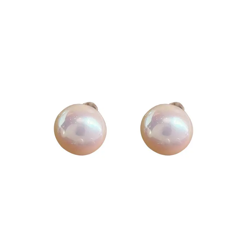 Dazzling Pink Pearl Earrings 925 Silver Needle Simple Fashion Versatile Advanced Silver Earrings