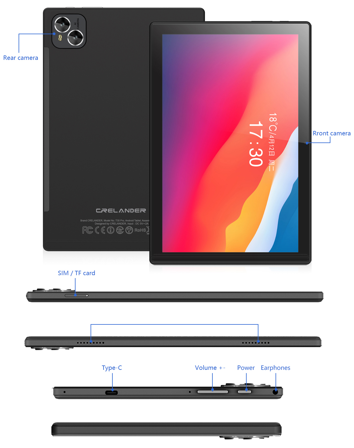 CRELANDER Android Tablet IP55 防水 約630g Amazon.com